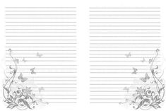 an open lined paper with floral designs on it