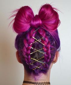 @unqiuechantee11 Funky Summer Hair Color, Bow Style, Limes, Crazy Hair, Purple Hair, Hair Dos