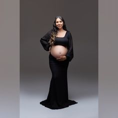 "Stay on trend with our open belly maternity dress cut out!  A long sleeve maternity dresses with belly cut out. Show off your baby bump!  Square neckline with a low cut back that will still cover your bra band.  The cutout maternity dress flares out at the bottom. It is 53\" long on average measuring from the empire waist to hem.  SIZING Take a look at our size chart http://www.jandldesignsboutique.com/size-chart Current Production time: Click on the Shipping tab under the Listing image for an up to date Production queue and Estimated shipping time frames  Need it in a RUSH? You can purchase this link below to pay for your RUSH Production Order. This will make sure your gown is completed in time for your event www.etsy.com/listing/206339331 Or take a look in our ready to ship section  htt Long Sleeve Bump Friendly Maternity Dress, Long Sleeve Maternity Dress, Bump Friendly, Long Sleeve Maternity Dress, Maternity Black Dress, Maternity Outfit, Baby Bump, Maternity Dress, Dress Cuts, Beautiful Gowns