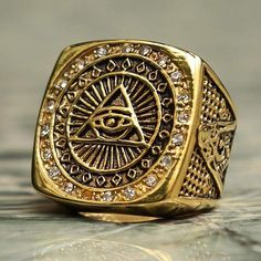 Rings Vintage Heavy Stainless Steel All Seeing Eye Ring Crystal Gold Ring Mason Masonic Ring Punk Male Ring|Rings| Ancient Treasures Ancientreasures Viking Odin Thor Mjolnir Celtic Ancient Egypt Norse Norse Mythology Vintage Masonic Jewelry, Symbolic Jewelry As A Gift, Symbolic Metal Promise Ring, Spiritual Stainless Steel Ring, Durable Symbolic Jewelry As A Gift, Spiritual Gold Metal Rings, Adjustable Symbolic Metal Rings, Symbolic Bronze Metal Rings, Male Ring