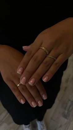 French Mani Natural Nails, Nails Acrylic Shellac, Gel French Tip Nails Natural, Gel Overlay French Manicure, French Acrylic Overlay Nails, Shellac On Real Nails, French Tip Manicure Short Nails, Pink French Tip Mani And Pedi, French Tips Nails Natural