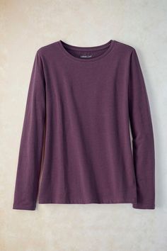 Black Raspberry, Coldwater Creek, Sleeve Cotton, Polyester Spandex, Tee Shirts, Turtle Neck, Relaxed Fit, Crew Neck, Knitting