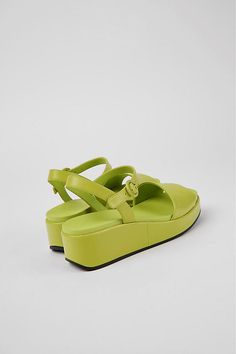 Leather upper, insole Rubber sole Buckle styling Imported | Misia Sandals by Camper in Green, Women's, Size: 36, Leather/Rubber at Anthropologie Green Leather Wedge Sandals For Beach, Summer Green Slingback Sandals With Buckle, Green Buckle Slingback Sandals For Summer, Green Leather Slingback Sandals For Beach, Green Buckle Closure Slingback Sandals For Summer, Green Leather Sport Sandals For Summer, Green Leather Wedge Sandals For Summer, Green Leather Closed Toe Wedge Sandals, Summer Leather Sandals With Heel Strap