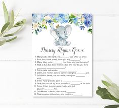 an elephant baby shower game with flowers on it