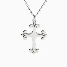 A deep and devoted connection to faith is something to honor. Express loyalty with a magnificent cross pendant. Although the design is straightforward, this pendant's elegance is unsurpassed.Material: Plating Color: Length: 450 mm Silver Cross Necklace With Clavicle Chain, Sterling Silver Cross Necklace With Clavicle Chain, Classic Cross Pendant Necklace As Gift, White Gold Cross Necklace With Clavicle Chain, Classic Sterling Silver Pendant Cross Necklace, Classic Necklace, Necklace Online, Gorgeous Necklaces, Sterling Silver Necklace