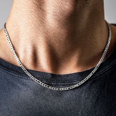 Some well-picked accessories can make all the difference when you are trying to upgrade your outfit, so don’t overlook our Figaro Chain Necklace which features our signature polished silver tag, engraved with RG&B. Perfect when worn on it's own or layered with other pieces of silver jewelry. Size: One Size in 51cm (20")Width: 3 mm Silver Cuban Link Jewelry For Everyday, Everyday Silver Cuban Link Jewelry, Silver Everyday Curb Chain Jewelry, Silver Curb Chain Jewelry For Everyday, Everyday Silver Curb Chain Jewelry, Silver Engraved Cuban Link Necklace, Everyday Sterling Silver Curb Chain Necklace, Sterling Silver Curb Chain Necklace For Everyday, Silver Engraved Necklaces For Everyday