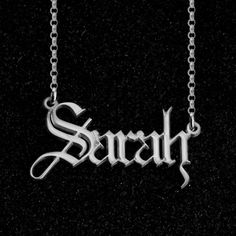 "There is nothing that shapes your identity more than your culture. You get to embrace your background and lifestyle through your name. One major feature of the old English culture is the English and gothic names. The names make other people from different cultures understand the uniqueness of these old names and it even influences people around you in more ways than you may know. There is no better way to achieve these than to move around with this classic old English name necklace. With this c Personalized Silver Name Necklace With Letter Print, Personalized Silver Gothic Jewelry, Personalized Silver Letter Print Name Necklace, Vintage Silver Jewelry With Name Detail, Vintage Silver Engraved Name Necklace, Personalized Gothic Silver Necklace, Vintage Personalized Nameplate Necklace, Personalized Vintage Nameplate Necklace, Personalized Silver Jewelry With Letter Print