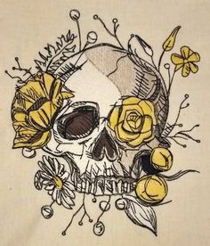 Overgrown Flowers, Skeleton Art, Skull Drawing, Dessin Adorable, Sketchbook Art Inspiration, Cool Art Drawings, Art Inspiration Drawing