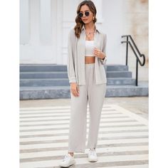 Women's 2 Piece Casual Pleated Outfits Short Sleeve Button Down Shirt High Waist Wide Leg Trouser Sets Suit Package:1 x Long Sleeve Button Down Shirt+ 1 x High Waisted Loose Wide Leg Pants Neckline: V Neck Soft, Breathable, Comfy Fabric Simple Solid Color Striking Functional Contrast Buttons Design Sleeve Length:Long sleeve Season: Summer,Spring,Fall,Winter All Matching:Button down blouse jumpsuit outfit,short sleeve blouse top and pant tracksuit outfit,loose button down shirt and palazzo pant s Two Piece Casual Outfits, Casual Outfits Y2k, Pleated Outfit, Wide Leg Trousers Outfit, Pleated Wide Leg Pants, Buttons Design, Outfit Short, Tracksuit Outfit, Trouser Outfit