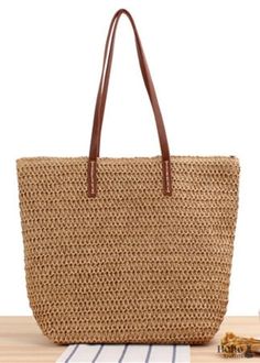 Large bohemian style straw tote bag Straw bag with long leather-look handles. This huge bohemian tote bag will undoubtedly come in handy whether shopping or on vacation at the beach. This bag will go great with your bohemian outfits. There are two colors to choose from: beige and brown. So, will you ditch your plastic bags in favor of this lovely straw bag? BAG DETAILS Bag type: Carrier bag Size: W 28 x H 31 x D 15 cm Material: straw Two handles Lining Small inside pocket Zipper closure >> View Shopping Tote Bags, Straw Tote Bag, Boho Accessories, Quality Handbags, Straw Bags, Top Handle Handbags, Straw Tote, Carrier Bag, Boho Bag