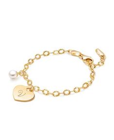 A classic charm bracelet is an exquisite keepsake she will want to wear everyday and treasure forever. This bracelet is extendable and can be clasped anywhere on the chain, allowing your little girl to wear it comfortably now with room to grow. Gold C, Engraved Initials, Gold N, Gold G, Big Kid, Big Kids, To Grow, Initials, Charm Bracelet