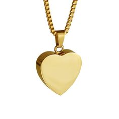 This beautiful piece of high quality jewellery is designed to hold a small token amount of a loved one or pet’s ashes, ensuring that there is always a part of them held close to your heart. This highly polished, solid 316L Stainless Steel pendant is plated with high quality 18k gold and is in the shape of a heart, attached to a high quality bail. The high quality pendant itself measures approximately 2.4cm / 0.94" in height and 2cm / 0.78" in width.  The solid 316L Stainless Steel ‘box’ chain is Heart-shaped Jewelry For Mother's Day Remembrance, Stainless Steel Locket Necklace With Round Pendant For Gift, Stainless Steel Locket Necklace Gift With Round Pendant, Stainless Steel Heart Pendant Jewelry For Gifts, Stainless Steel Heart Pendant Jewelry As Gift, Keepsake Heart Pendant Necklace, Stainless Steel Round Pendant Locket Necklace As Gift, Memorial Stainless Steel Pendant Jewelry, Heart-shaped Engraved Jewelry For Remembrance