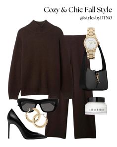 Cozy and chic fall lookbook 🖤  Tags: outfit guide, capsule wardrobe, fall outfit, brown mock neck sweater, look for less, matching set, affordable fashion, ysl black bag, Gap, black pointed toe pumps, fall 2024, minimalist fashion, outfit ideas, sale alert, H&M, coffee date outfit, Bobbi Brown face cream, gold accessories,   #LTKFallSale   Follow my shop @stylesbyDTNO on the @shop.LTK app to shop this post and get my exclusive app-only content!  #liketkit #LTKSeasonal #LTKStyleTip @shop.ltk https://liketk.it/4Spck Charcoal Sweater Outfit, Brown Christmas Outfit, Velvet Pants Outfit Winter, Dark Brown Pants Outfit, Brown And Grey Outfit, Chic Fall Outfits Classy, Dark Brown Outfit, Church Fall Outfits, Beige And Black Outfit