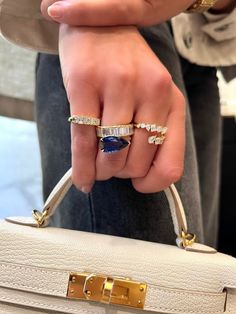 Cool Jewelry Aesthetic, Sapphire Ring With Diamonds, Blue Sapphire Diamond Ring, Sapphire Cocktail Ring, Sapphire Wedding Band, Steal The Spotlight, Cocktail Jewelry, Blue Sapphire Ring, Band Design