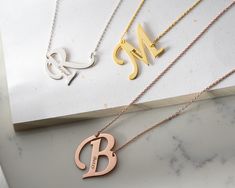 "4K Big Letter With Name Necklace, Engraved Name on the Letter Necklace, Big letter Necklace, Big Initial Pendant, Large Initial Necklace Welcome To TwinkleSilver Shop... I am sure you will find many custom special designs that will be indispensable for your jewelry cabinet here. ----- DETAİLS ----- --- If you want your initials to be big and your name written on it, this necklace is for you.. your capital letter and your name engraved in the corner.. you will love it... --- Chain length availab Big Letter, Gold Letter Necklace, Necklace Big, Sweet Necklace, Big Letters, Initial Name, Jewelry Cabinet, Necklace Elegant, Gold Letter