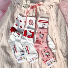 High Hello Kitty, Japanese Hello Kitty, Cartoon Socks, Images Hello Kitty, Cottagecore Clothes, Kitty Clothes, Hello Kitty Clothes