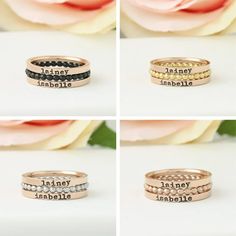 Skinny Stackable Ring / Personalized Rings / Mothers Rings / Hand Stamped Ring / Stacking Ring / Name Ring / Engraved Rings - Etsy Rose Gold Metal Rings For Wedding, Stackable Metal Jewelry For Anniversary, Anniversary Stackable Metal Rings, Rose Gold Metal Rings As Gift, Rose Gold Metal Rings For Gift, Minimalist Metal Stackable Rings For Anniversary, Stackable Metal Rings For Anniversary, Minimalist Metal Stackable Wedding Rings, Customizable Stackable Rose Gold Rings