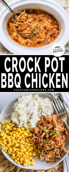 crock pot bbq chicken with corn on the side