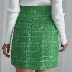 A fashion staple, this tweed hip skirt is designed to flatter the body, crafted from a lightweight blend of wool and polyester. Boasting a convenient mid-length design, this structured fit features a rear zip closure and adjustable belt straps, offering great quality and comfort. An ideal work-wear piece that is perfect for showing off your sense of style. Linen Bottoms, Hip Skirt, Mini Dress Formal, Split Skirt, Linen Jumpsuit, Flower Print Dress, Check Dress, Long Jumpsuits, Green Skirt