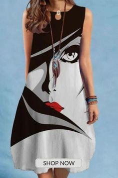 Women's Elegant Printed Sleeveless Swing Casual Dress Multicolor Graphic Print Sleeveless Mini Dress, Black Printed Sundress, Black Beach Dress With Abstract Print, White Printed Sleeveless Dress, White Bohemian Printed Sleeveless Dress, Bohemian Sleeveless Abstract Print Dress, Black Printed Sleeveless Sundress, Sleeveless Bohemian Dress With Abstract Print, Sleeveless Abstract Print Dress For Vacation