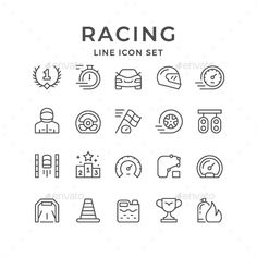 racing line icon set - miscellaneous symbols