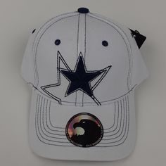 Dallas Texas Hat Cowboys Embroidered Logo 3d Embroidered Logo 100% Polyester One Size Adjustable. White Curved Bill Baseball Cap For Game Day, White Baseball Cap With Curved Brim For Game Day, White Hat With Embroidered Logo For Game Day, White Curved Brim Baseball Cap For Game Day, White Hip Hop Hat For Sports Events, White Visor Hat For Game Day, White Cotton Hats For Sports Events, White Baseball Cap For Baseball Season Fan Gear, White Hip Hop Baseball Cap For Baseball Season