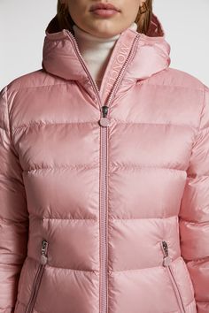 Pink Gles Short Down Jacket - Lightweight Down Jackets for Women | Moncler US Luxury Pink Winter Outerwear, Luxury Pink Outerwear For Winter, Luxury Long Sleeve Outerwear With Detachable Hood, Luxury Outerwear With Detachable Hood And Long Sleeves, Luxury Hooded Outerwear For Spring, Luxury Long Sleeve Pink Outerwear, Luxury Pink Long Sleeve Outerwear, Down Jacket, Online Store