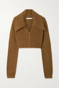 Brown Shade, Oversized Collar, 가을 패션, Knit Fashion, Cropped Cardigan, Helmut Lang, Mode Inspiration, Knitting Inspiration, Fashion Item