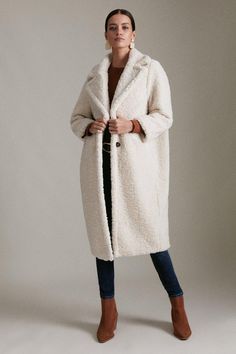 Petite Longline Borg Coat Borg Jacket, Crochet Clothing, Women Clothes, Karen Millen, Fashion Face, Long A Line, Crochet Clothes, Click Here, Fur Coat