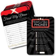 a black and red phone card with the words finish my phase on it