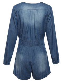 Made by Emma ZipUp Long Sleeve Denim Romper Blue L Size * Click image to review more details.(It is Amazon affiliate link) #JumpsuitsForWomen Denim Romper, Zip Up, Zip Ups, Rompers, Jumpsuit, Long Sleeve