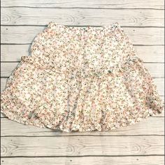 Very Cute Floral Tiered Mini Skirt White With Pink Floral Fully Lined Elastic Waist Hayden Brand-Medium Tags Removed But Never Worn Cute Flowy Skirt For Spring, White Floral Print Flowy Bottoms, White Flowy Bottoms With Floral Print, White Floral Print Flowy Skirt, Cute White Floral Print Skirt, Cute White Mini Skirt For Spring, White Floral Print Tiered Skirt, Flowy White Skirt For Spring, White Floral Print Skirt For Day Out