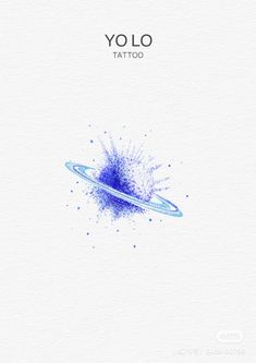 the yolo tattoo logo is shown in blue ink on a white paper with watercolor sprinkles