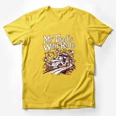 Relive the magic of classic theme parks with this vintage-inspired Mr Toad's Wild Ride T-shirt! This unisex tee features a nostalgic graphic that will take you back to the excitement and thrill of timeless amusement rides. Perfect for casual outings, this shirt is made with soft, comfortable material suitable for all-day wear. Whether for a day at the park or just adding a touch of retro fun to your outfit, this shirt is sure to be a conversation starter. Custom graphic T-Shirt.Customize your co Theme Park Graphic Print Crew Neck T-shirt, Graphic Print Crew Neck T-shirt For Theme Park, Cotton T-shirt With Graphic Print For Theme Park, Crew Neck Cotton Tops For Theme Park, Cotton Crew Neck Top For Theme Park, Cotton Graphic Print Tops For Theme Park, Vintage Yellow T-shirt With Funny Print, Vintage Adventure Graphic T-shirt, Vintage Graphic Print T-shirt For Adventure