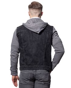 ONLY & SONS dark gray denim jacket. The jacket has a gray college hood and college sleeves. Classic button fastening, two front pockets. Gray Cotton Hooded Jacket With Pockets, Urban Gray Denim Jacket For Streetwear, Sporty Cotton Denim Jacket For Streetwear, Gray Cotton Denim Jacket For Winter, Winter Gray Cotton Denim Jacket, Casual Cotton Denim Jacket For College, Fall Gray Denim Jacket For Streetwear, Gray Denim Jacket For Winter Streetwear, Gray Denim Jacket For Fall Streetwear