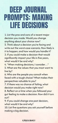 Explore these deep journal prompts to guide you in making life decisions. ⠀ Get ready to delve into introspection and gain clarity on your path forward.⠀ Reflect, ponder, and journal your way to informed choices.⠀ Take control of your future starting today! Deep Thinking Journal Prompts, Memory Journal Prompts, Journal Reflection Prompts, Deep Prompts, Shadow Questions, Therapy Journaling Prompts, Therapeutic Journaling, Deep Journal Prompts, Guided Journal Prompts