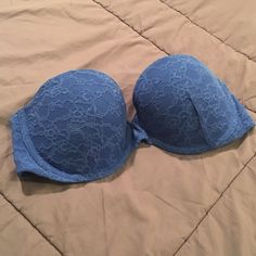 Nwot I Tried On But Doesn't Fit :( Sexy Blue Lace Strapless Bra (I Can Include A Strap If You Need One) Excellent Condition Blue Fitted Strapless Bra, Elegant Light Blue Victoria's Secret Bra, Victoria's Secret Blue Bra With Padded Cups, Blue Partially Lined Victoria's Secret Bra, Victoria's Secret Padded Blue Bra, Victoria's Secret Blue Summer Bra, 32d Bra, Lace Strapless, Strapless Bra