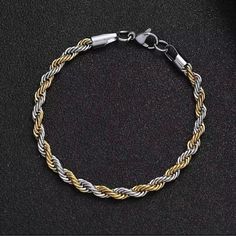 New 8 Inches Two Tone Twisted Bracelet Twisted Bracelet Rope Chain Bracelet Two Tone Bracelet Silver And Gold Stainless Steel Nice Packaging Fast Shipping Two Tone Bracelet, Color Twist, Bracelet Rope, Nice Packaging, Twisted Bracelet, Bracelet Silver, Rope Chain, Silver And Gold, Women Accessories Jewelry