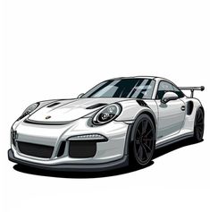 VINTAGE CARS Oleg Markaryan, Porche Car, Porsche Gt3, Gt3 Rs, Car Illustration, Super Car, Wall Pictures