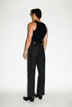 A classic pair of straight-leg jeans inspired by the off-duty uniform of 90's runway models. Designed to pinch just above the hips, the high-rise and roomy straight-leg elongates the leg for a rugged, boyish cut. Constructed in a rigid, non-stretch denim, these go-to jeans only gets better with age. Shoot Moodboard, Special Outfits, Canadian Tuxedo, Nyc Summer, Fitted Denim Jacket, Men Streetwear, Mens Outfit Inspiration, Man Style, Denim Collection