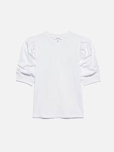 Frankie Tee in Blanc – FRAME Trendy Puff Sleeve T-shirt For Fall, Casual Puff Sleeve T-shirt For Fall, Relaxed Fit Short Sleeve Puff Sleeve Top For Fall, Fall Relaxed Fit Short Sleeve Puff Sleeve Top, Fall Relaxed Fit Puff Sleeve Top With Short Sleeves, Fall Puff Sleeve Top With Relaxed Fit, Chic Fitted T-shirt For Work, Elegant Workwear T-shirt For Fall, Relaxed Fit Puff Sleeve Top For Spring Workwear