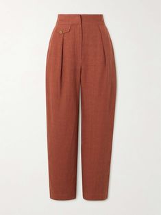 Pleated Linen Pants, Jean Trench Coat, Carrot Pants, Pants Woman, Tailoring Techniques, Organic Linens, Extra Room, Clothes Collection, Everyday Wardrobe