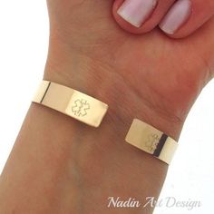 Medical ID Bracelet - Medical Emergency Symbol gold Bracelet Medical Alert Jewelry, Medical Alert Bracelet, Medical Id Bracelets, Medic Alert Bracelets, Medical Bracelet, Awareness Bracelet, Medical Alert, Gold Engraving, Id Bracelets