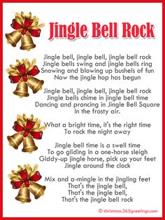 a poem with bells on it that says, jingle bell rock and two bells in the middle