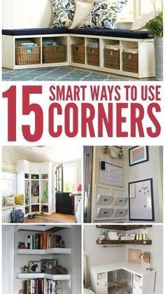 there are pictures of different items in the room with text that reads, smart ways to use cornerrs