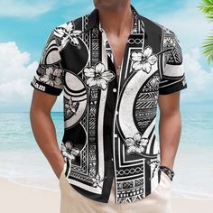 Introducing our custom Hawaiian shirts, a sartorial masterpiece that blends traditional charm with a touch of modern customization. Adorned with the distinctive kapa pattern of Hawaii and vibrant tropical motifs, this shirt captures the essence of the islands in every stitch. What sets it apart is the opportunity to make it uniquely yours—customize it with a name, creating a personalized garment that reflects individual style. This custom Hawaiian shirt is more than just a piece of clothing; it's a wearable celebration of family ties and cherished moments. Ideal as a thoughtful gift for dads, grandpas, or any loved one, this shirt is the epitome of summer vibes, making it a perfect Father's Day or summer occasion gift. Imagine the joy of your recipient as they don a shirt that not only emb Black Casual Collar Top For Vacation, Black Printed Hawaiian Shirt For Vacation, White Fitted Hawaiian Shirt, Fitted White Hawaiian Shirt, Black Camp Collar Shirt For Beach, Black Graphic Print Short Sleeve Shirt For Vacation, Black Short Sleeve Shirt With Graphic Print For Vacation, Black Printed Shirt With Casual Collar, Black Hawaiian Camp Shirt With Graphic Print