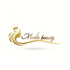 the medis beauty logo is gold and has a crown on it's head