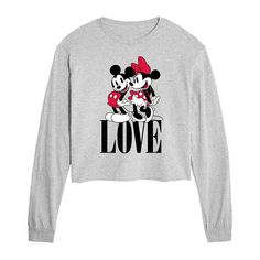 She will love showing off her style with this Disney's Mickey & Minnie Mouse Juniors' Love Long Sleeve Cropped Tee. © Disney FEATURES Long sleeves CrewneckFABRIC & CARE Cotton/Polyester Machine wash Imported Size: X Large. Color: Heather Gray. Gender: female. Age Group: kids. Pattern: Graphic. Minnie Mouse Long Sleeve Cotton Hoodie, Cute Minnie Mouse Long Sleeve T-shirt, Cheap Playful Minnie Mouse T-shirt, Cheap Women's Minnie Mouse T-shirt, Playful Minnie Mouse Cotton T-shirt, High Neck Tank Top, Baddie Tips, Kids Pattern, Raglan Tee