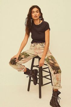 Flat Felled Seam, Tie Dye Pants, Hand Painted Clothing, Painters Pants, Knee Pants, Knee Patches, Utility Pants, Vintage Fits, Camo Print