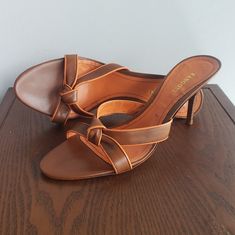 A Simple Sexy Heeled Slip On With A Pop Of Color. Excellent Condition. Never Worn. Brown Fitted Evening Heels, Fitted Brown Heels For Evening, Fitted Brown Heels With Open Heel, Fitted Brown Open Heel Heels, Brown Fitted High Heel Sandals, Fitted Brown High Heel Sandals, Sandle Heels, Orange Brown Color, Shopping Link